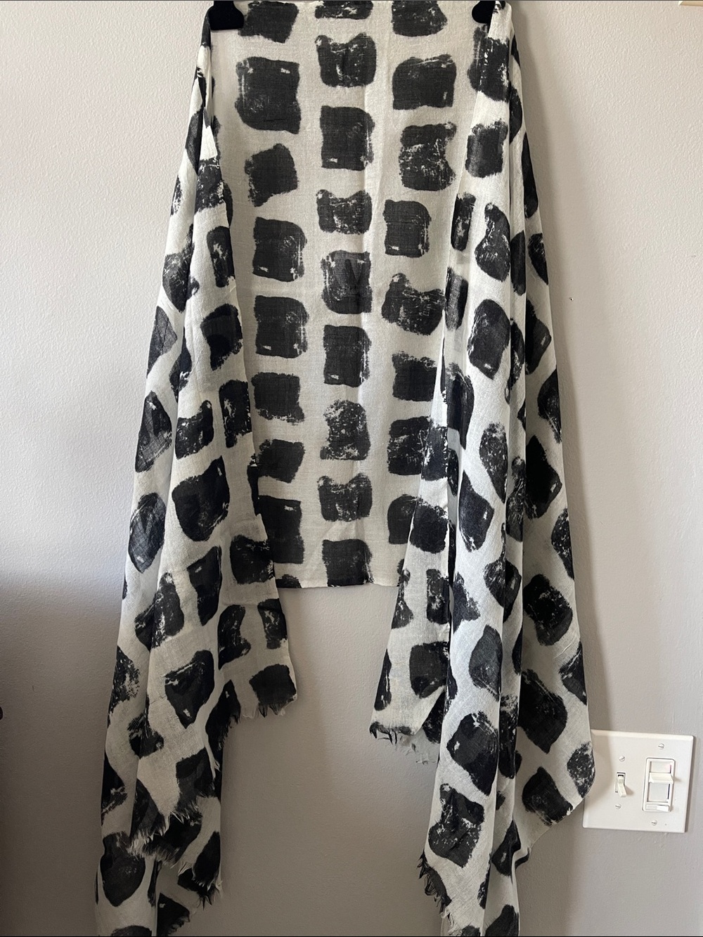 Wool Silk blend Long Light Abstract Scarf Wrap
